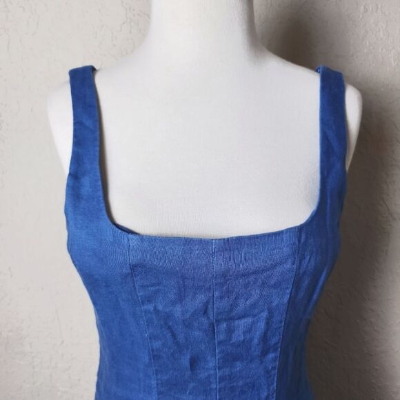 Lilly Pulitzer Calina Linen Midi Dress Barton Blue Womens Size 00 - Picture 7 of 10